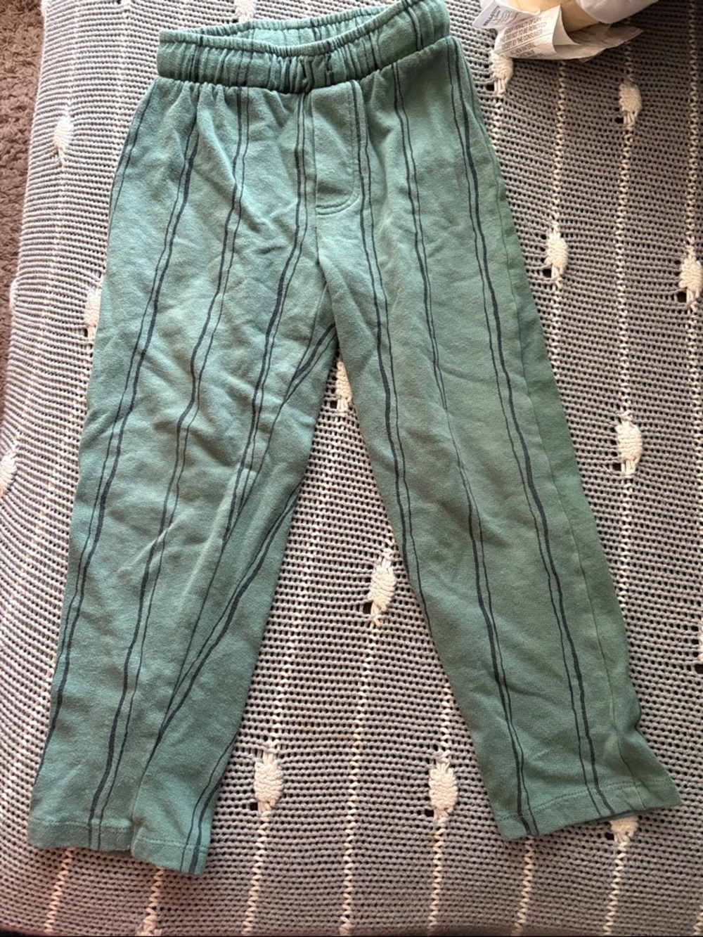 Kids Zara  Elastic Waist Casual Stripe Pants - Green